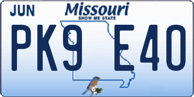 MO license plate PK9E4O