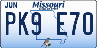 MO license plate PK9E7O