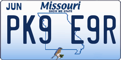 MO license plate PK9E9R