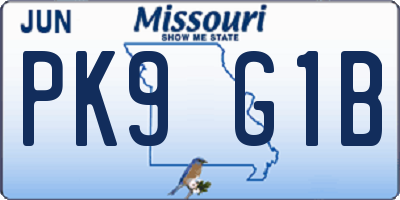 MO license plate PK9G1B