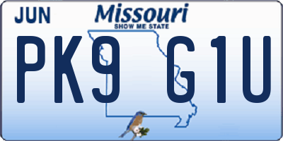 MO license plate PK9G1U