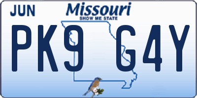 MO license plate PK9G4Y