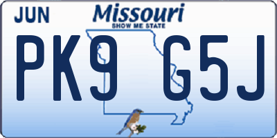 MO license plate PK9G5J