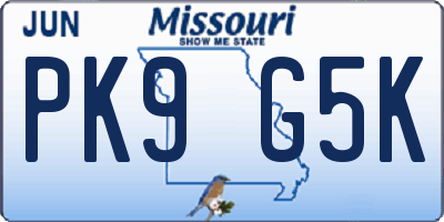 MO license plate PK9G5K