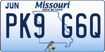 MO license plate PK9G6Q