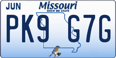 MO license plate PK9G7G