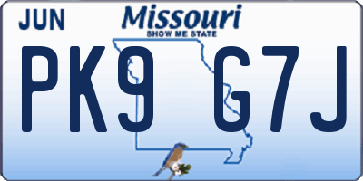 MO license plate PK9G7J