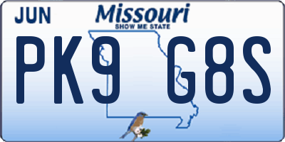 MO license plate PK9G8S