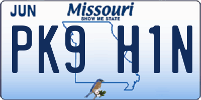 MO license plate PK9H1N