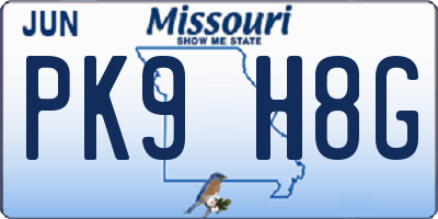 MO license plate PK9H8G