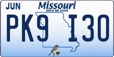MO license plate PK9I3O