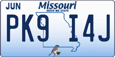 MO license plate PK9I4J