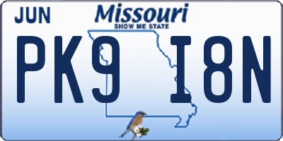 MO license plate PK9I8N