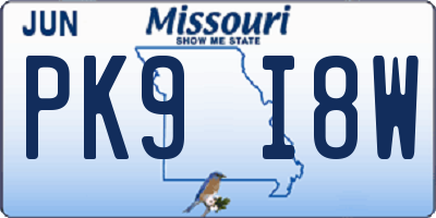 MO license plate PK9I8W