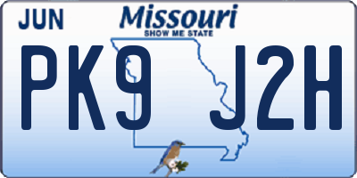 MO license plate PK9J2H
