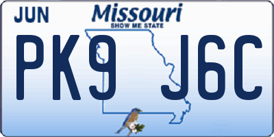 MO license plate PK9J6C