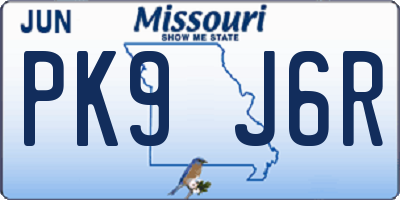 MO license plate PK9J6R
