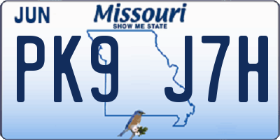 MO license plate PK9J7H
