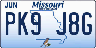 MO license plate PK9J8G