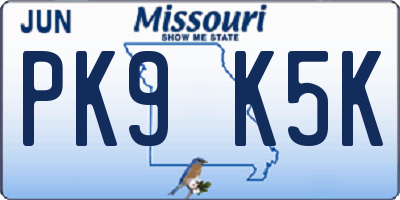 MO license plate PK9K5K