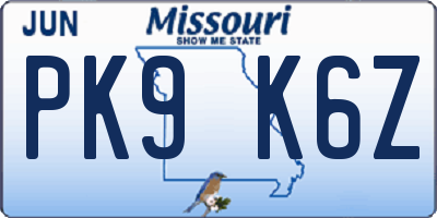 MO license plate PK9K6Z