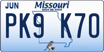 MO license plate PK9K7O