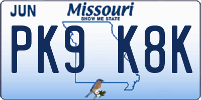 MO license plate PK9K8K