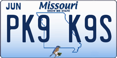 MO license plate PK9K9S