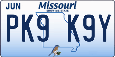 MO license plate PK9K9Y