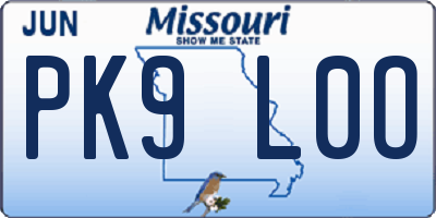MO license plate PK9L0O