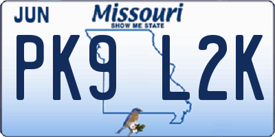 MO license plate PK9L2K