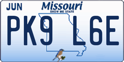 MO license plate PK9L6E
