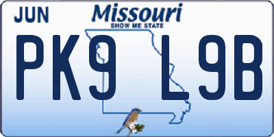MO license plate PK9L9B