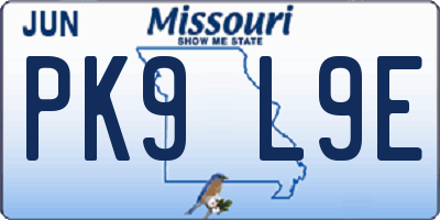 MO license plate PK9L9E
