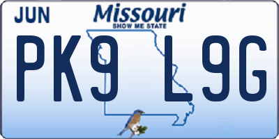 MO license plate PK9L9G
