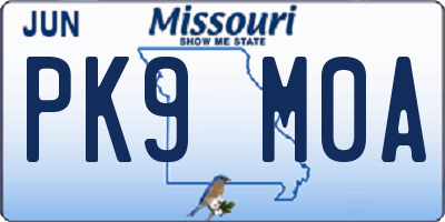 MO license plate PK9M0A