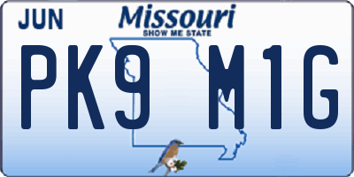 MO license plate PK9M1G