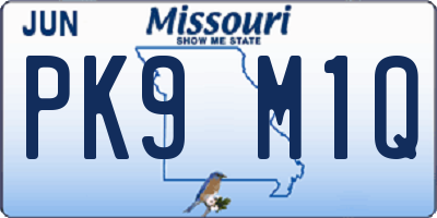 MO license plate PK9M1Q