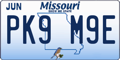 MO license plate PK9M9E