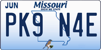 MO license plate PK9N4E