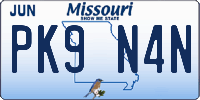 MO license plate PK9N4N