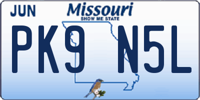 MO license plate PK9N5L