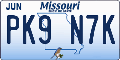 MO license plate PK9N7K