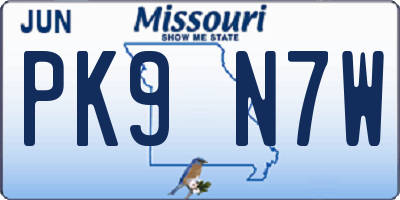 MO license plate PK9N7W