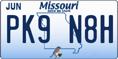 MO license plate PK9N8H