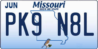 MO license plate PK9N8L