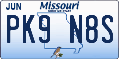 MO license plate PK9N8S