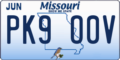 MO license plate PK9O0V