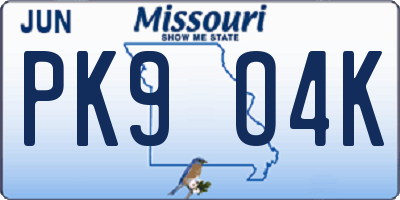 MO license plate PK9O4K