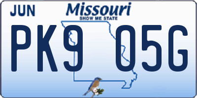 MO license plate PK9O5G